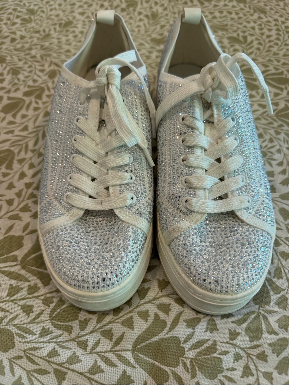 Abound Women's Crystal-Embellished Lace-Up Sneakers - White